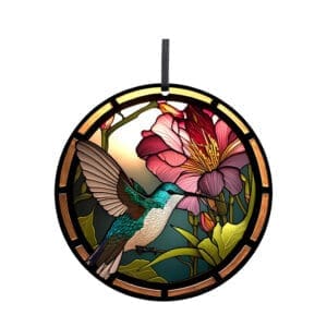 Teal Hummingbird Acrylic Window Ornament, FR1214